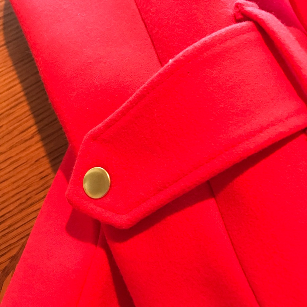 J Crew Melton Wool Red Women's Coat Size 00 - Picture 3 of 8